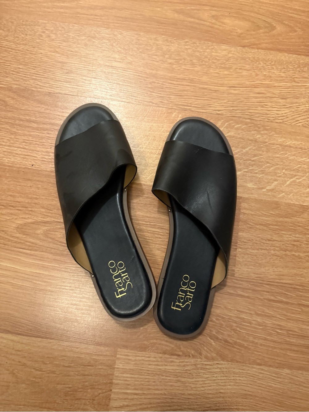 Franco Sarto Black Crossover Slide Sandals